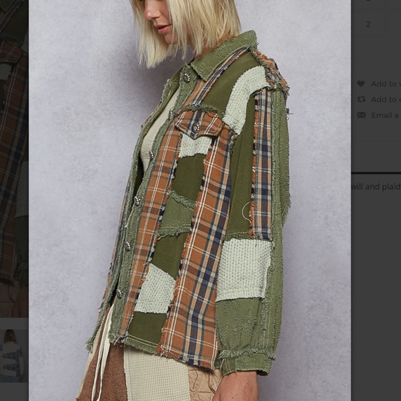 POL “ Mankato ” POL Jacket Shacket in Twill and Plaid Mix Fabric 68 - Picture 4 of 7